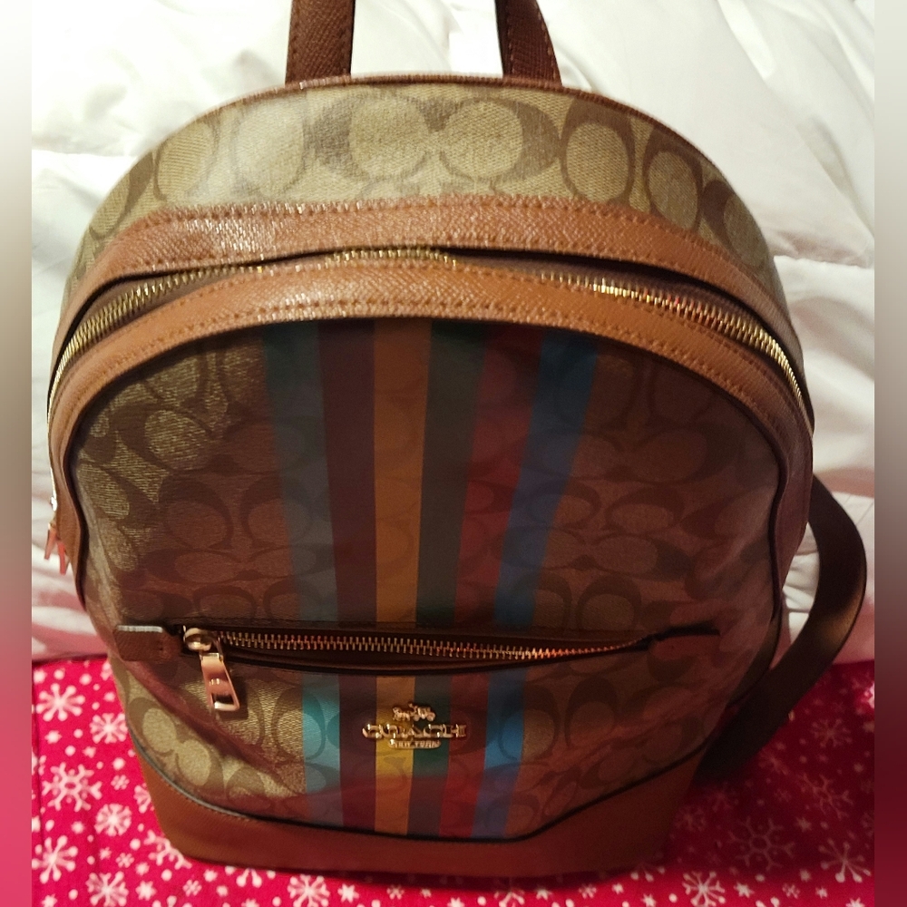 Coach Kenley Signature Backpack w/Stripe - Picture 3 of 9